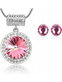 set de bijuterii cu cristale swarovski massive round pink